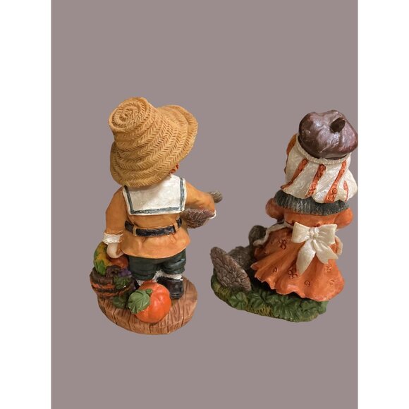 Thanksgiving Pilgrim Boy & Girl Figurines Set - Harvest Decor By Ks Collection - Picture 3 of 13